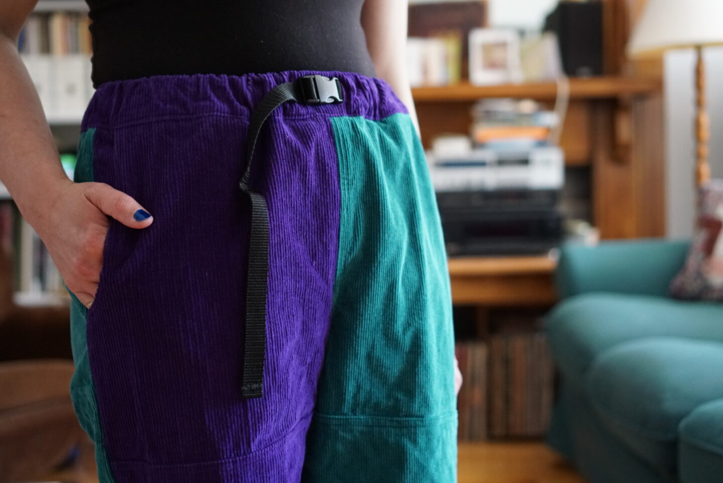 Colour-Blocked Corduroy Topo Pants